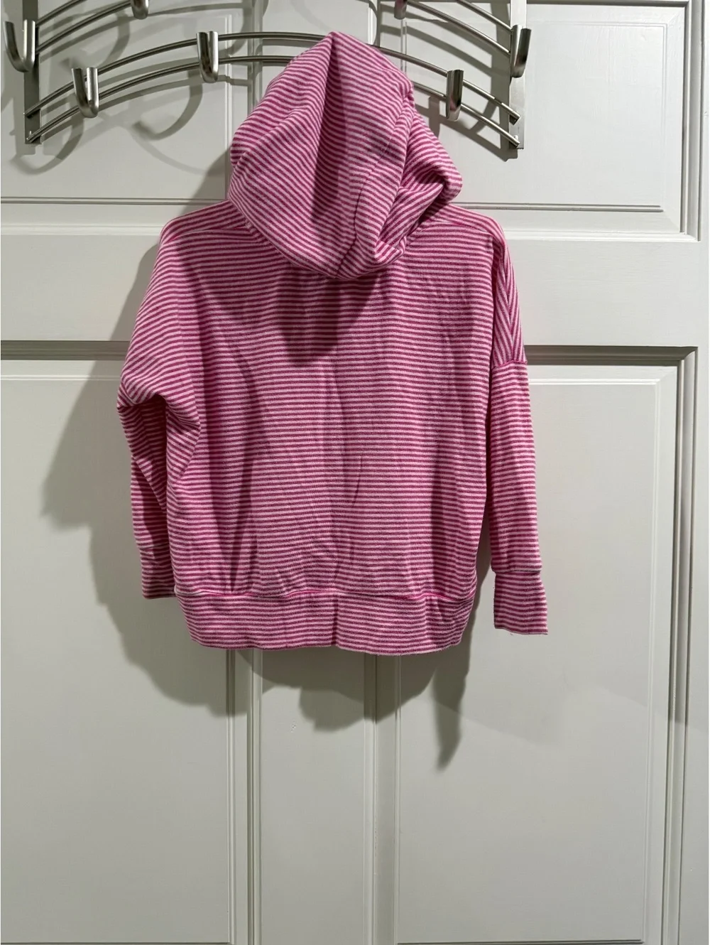 Ralph Lauren Pink and White Striped Hooded Sweatshirt, Size 3/3T